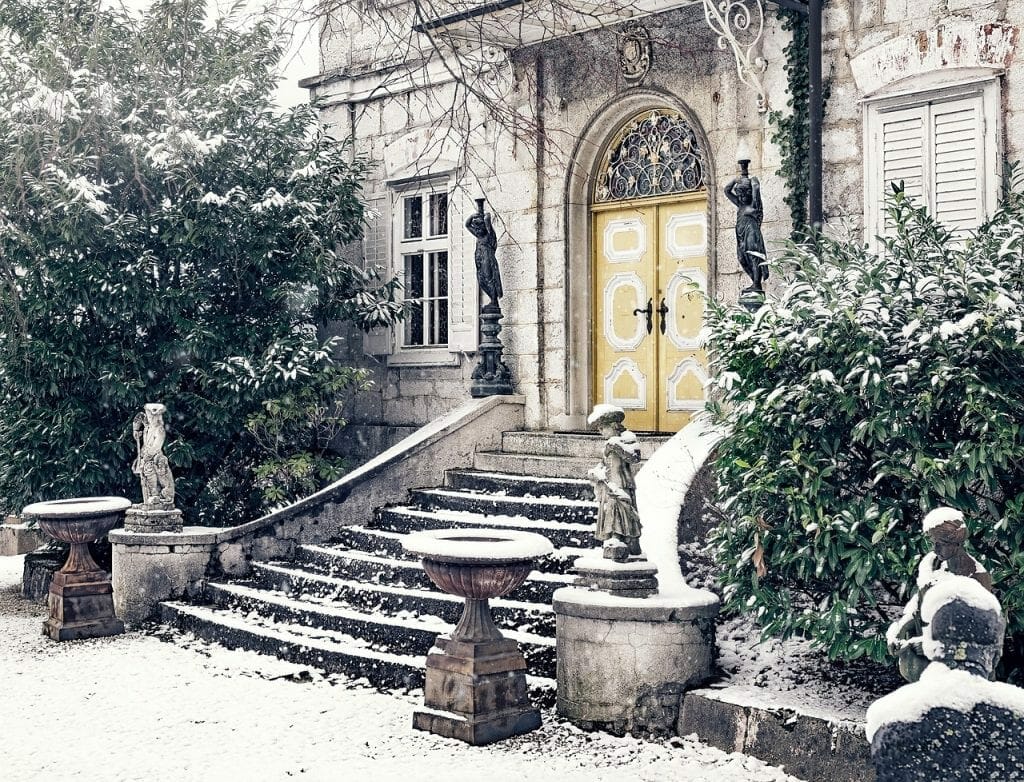 A house with snow in winter ready for a house move