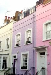 Pastel coloured houses in Notting Hill