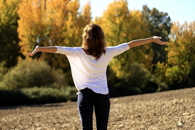 person in an open space in nature