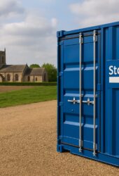 “Storing.com self storage containers near Bolnhurst in rural Bedfordshire countryside”