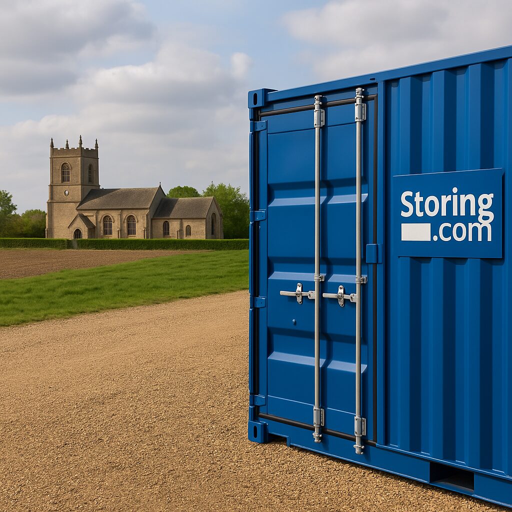 “Storing.com self storage containers near Bolnhurst in rural Bedfordshire countryside”