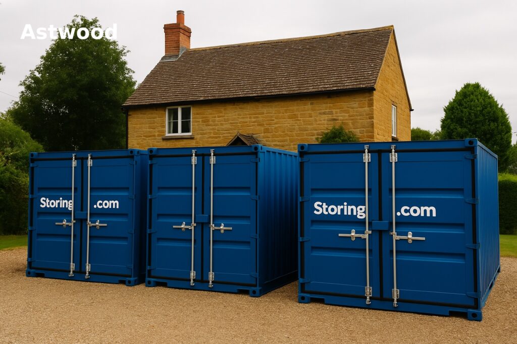 “Storing.com drive-up container storage near Astwood village in rural Buckinghamshire”
