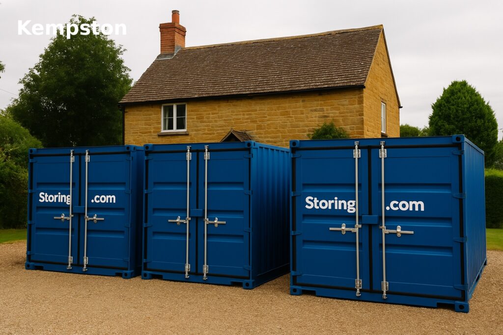 “Drive-up self storage containers for customers in Kempston, Bedfordshire”