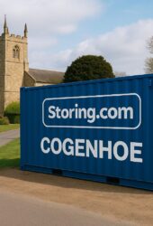 Drive-up self storage container branded for Cogenhoe, located at a secure rural depot