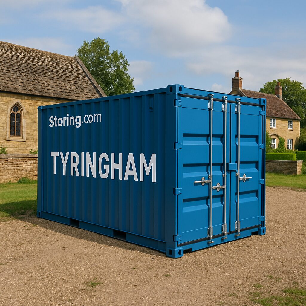 Storing.com self storage container near Tyringham village in a rural Bedfordshire facility