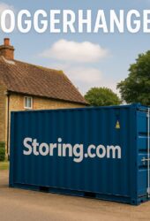 Secure blue storage container at Storing.com’s facility serving Moggerhanger, Bedfordshire